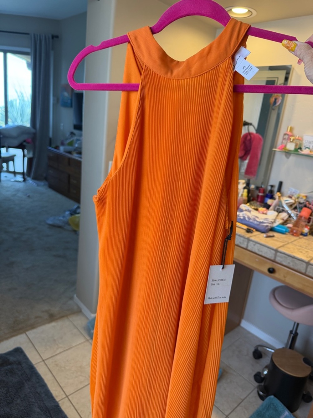 Japna Bright Orange Halter Midi Dress